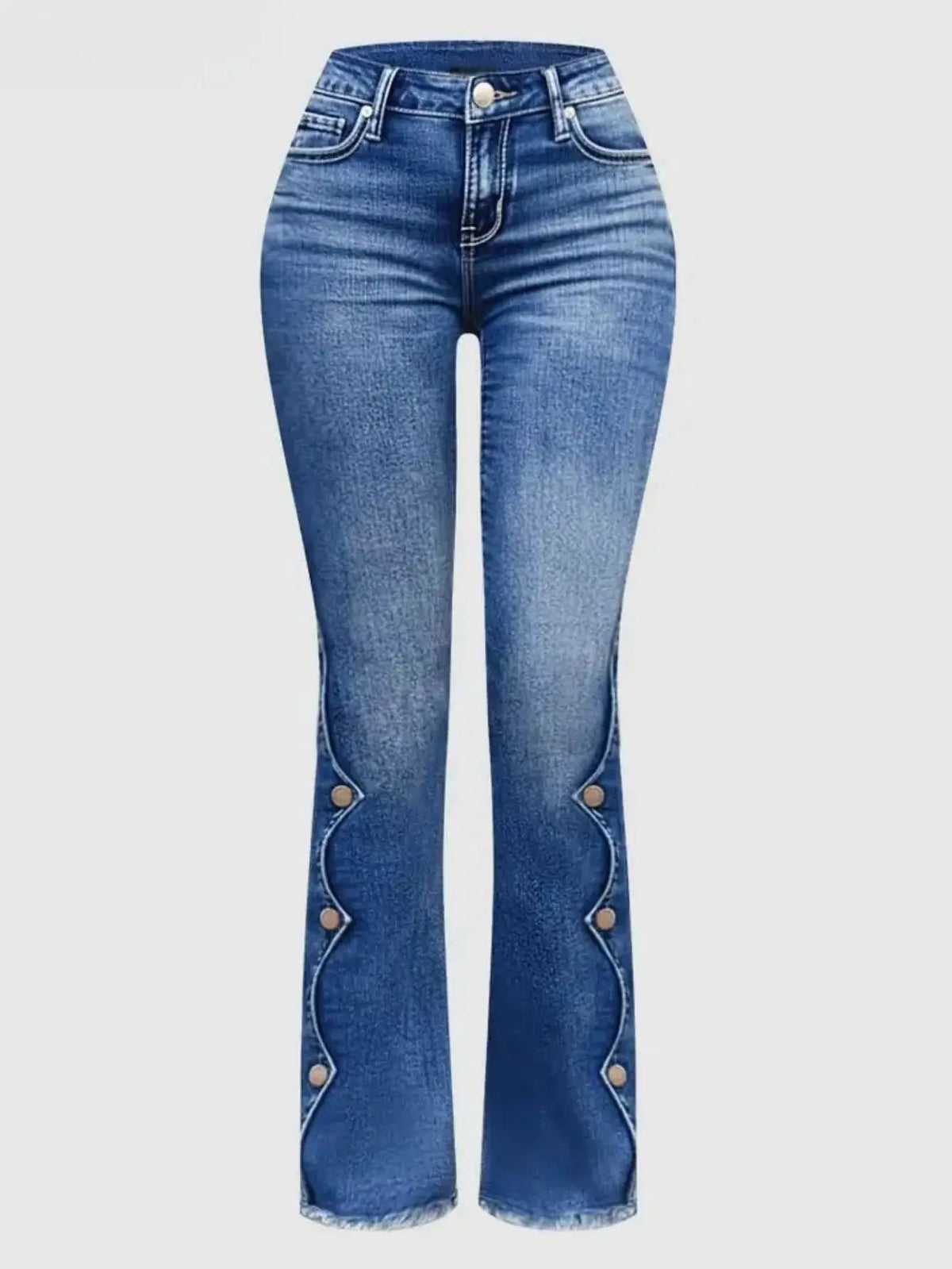 Women High Waist Bootcut Blue Denim jeans
